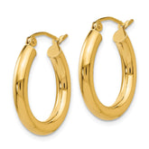 14k Polished 3mm Lightweight Tube Hoop Earrings